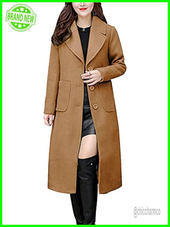 Jackets & Blazers - Wool Blend Mid-Length Coat Notch Lapel Single Breasted